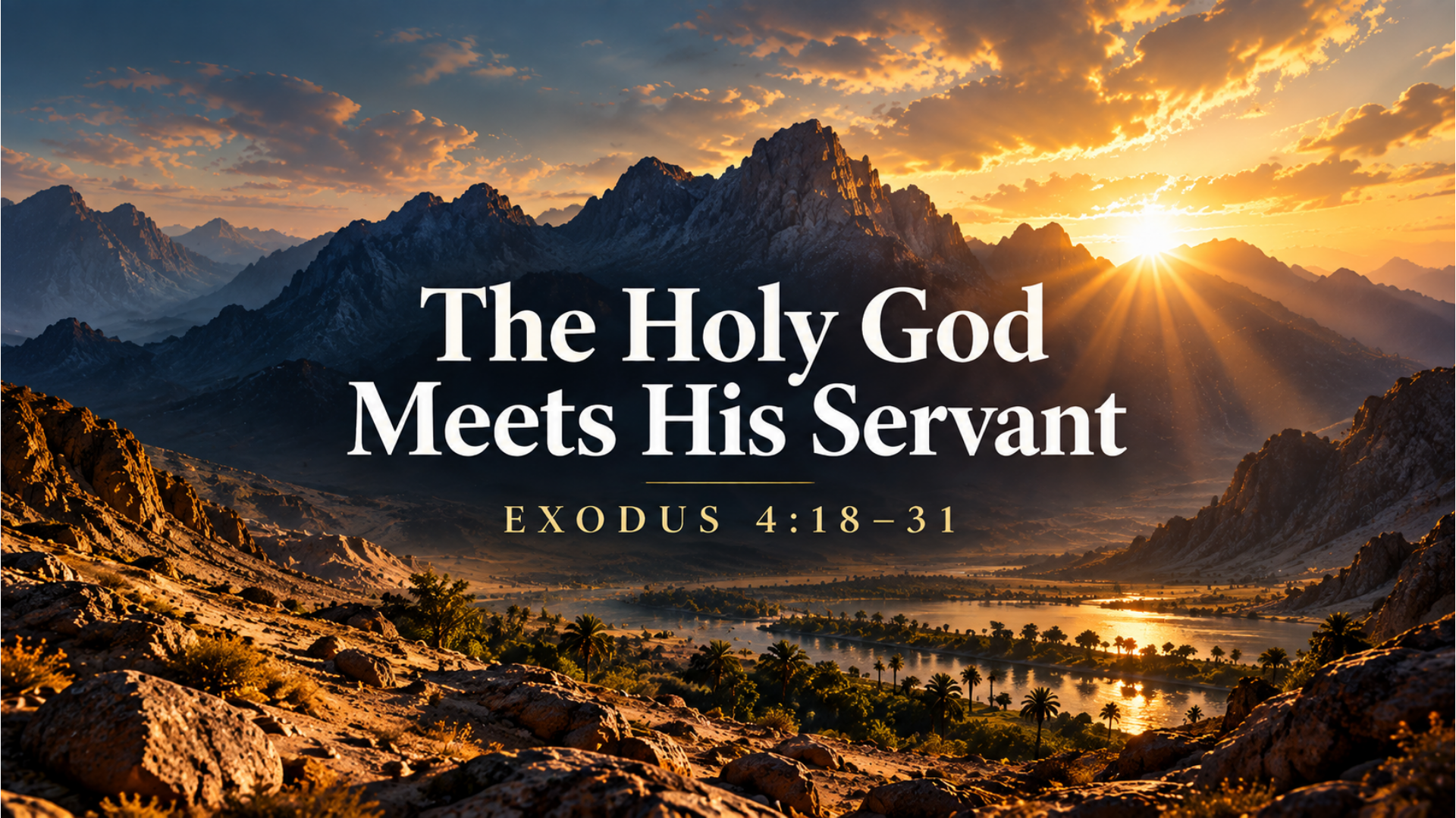 Sunrise over rugged mountains for The Holy God Meets His Servant, Exodus 4:18–31.